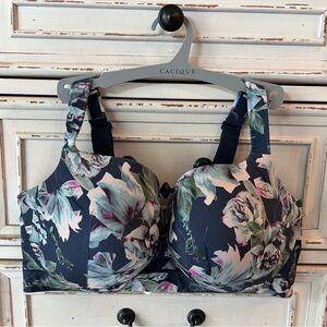 Cacique Comfort Bliss Lightly Lined Balconette Bra Size 40F - Blue Floral Print